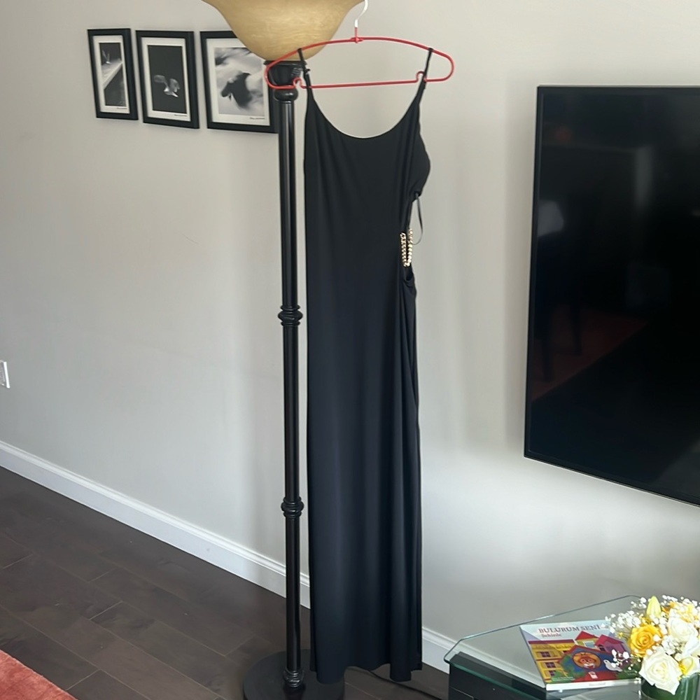 Aqua formal black cutout u neck black tie maxi dress  - small size